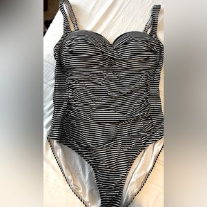Niptuck Swim size 12 black and white strip one piece